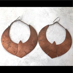 Large Weathered Copper Earrings (Bird shape)